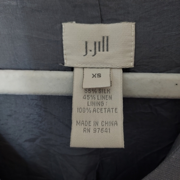 J. Jill Silk Linen Slate Blue Button Front Longline Jacket Lagenlook Layered - Picture 4 of 14